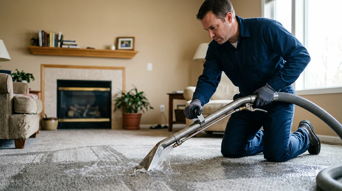 Water damage restoration technician working near Stinesville, IN